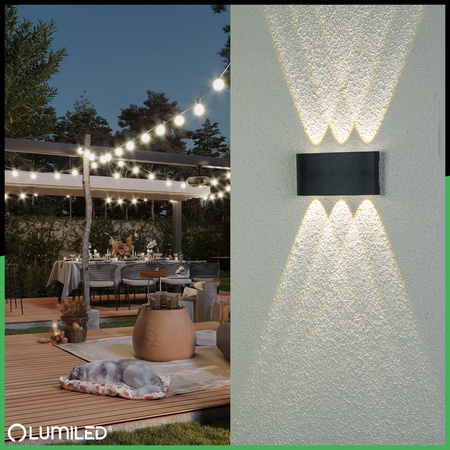 Lampa Ogrodowa Zewnętrzna Kinkiet Elewacyjny 6W LED IP54 Góra Dół KELSA LUMILED