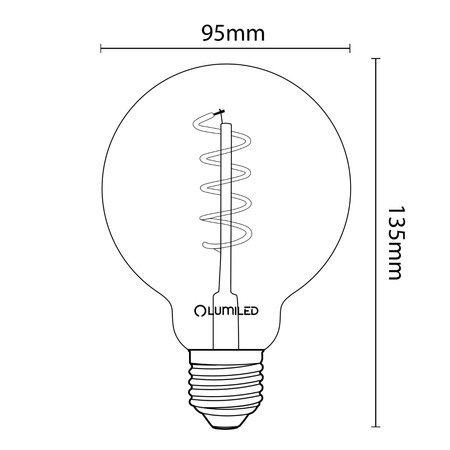 Zestaw 3x Żarówka Dekoracyjna Kulista LED E27 G95 6W = 50W 420lm 2200K Ciepła 360° Filament LUMILED GLOBE Smokey