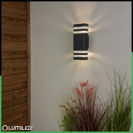 Lampa Ogrodowa Kinkiet Elewacyjny góra dół GU10 Czarny PROTEA LUMILED