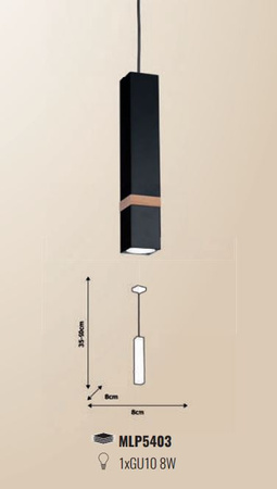 Lampa wisząca w stylu skandynawskim loft czarna MiLAGRO VIDAR 1x GU10 Metal + drewno