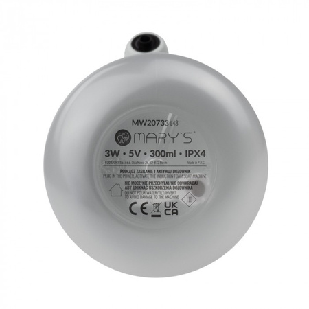 Dozownik Aplikator do Mydła Bezdotykowy dla Dzieci Biały USB Akumulatorowy 1200mAh SŁONIK MARY'S