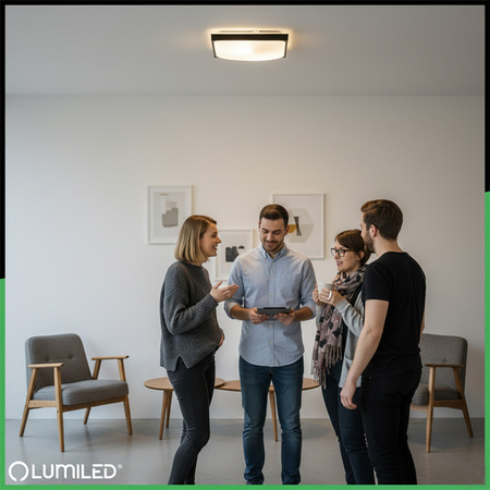 Plafon LED Lampa Sufitowa Natynkowa 2x E27 DUALIO Kwadratowy IP44 30cm LUMILED