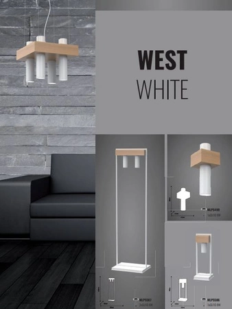 Lampa sufitowa wisząca WEST biała 5x GU10 MILAGRO geometryczna metal + drewno