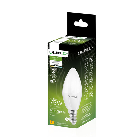 Żarówka LED E14 Świeczka B35 10W = 75W 1100lm 4000K Neutralna 180° LUMILED
