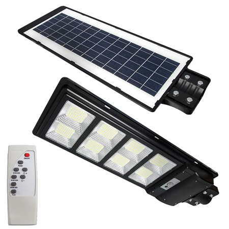 Lampa LED solarna uliczna czarna 360W 6000K zimna IP65 czujnik ruchu i zmierzchu + pilot