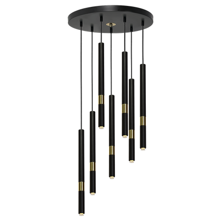 Lampa wisząca MONZA 7xG9 8W Podłużna Minimalistyczna Czarna Złota MLP6385 Milagro Metal