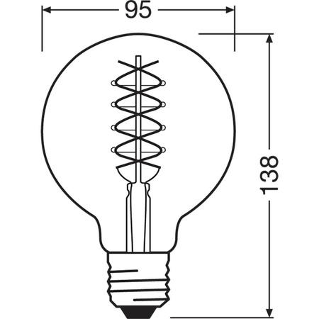 Żarówka LED Dekoracyjna G95 Kula E27 7.8W = 30W 360lm 1800K Ciepła 320° Dymiona Filament Ściemnialna Vintage 1906 Osram
