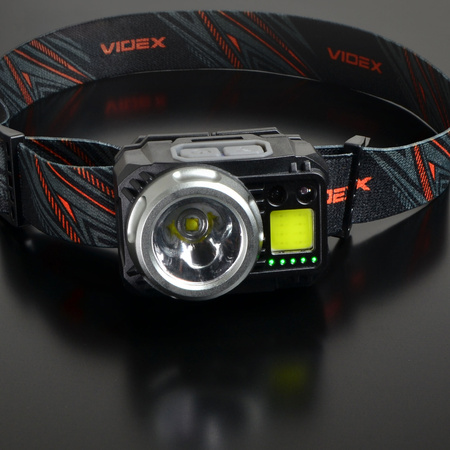 Latarka Czołowa Akumulatorowa LED 5W 5000lm 7 Trybów Pracy Czujnik Ruchu USB-C Wodoszczelna IP65 Videx