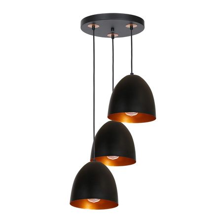 Lampa wisząca VEGAS 3xE27 Klasyczny Design Czarna Miedziana MLP5589 Milagro Metal