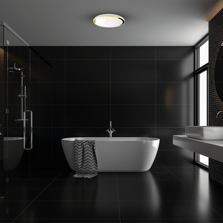 Plafon LED Lampa Sufitowa Natynkowa Layla Złoty 50W ściemnialny + pilot Milagro