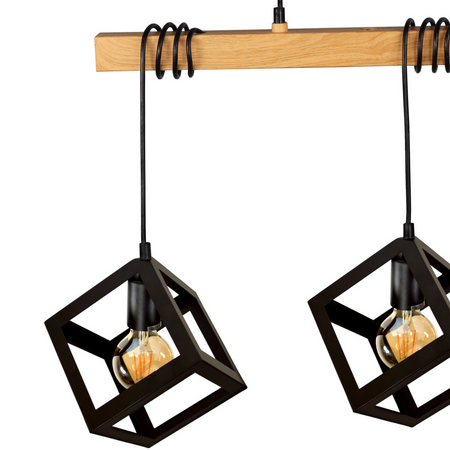 Lampa Wisząca Sufitowa SWEDEN 3x E27 Zwis Drewno Czarny GOLDLUX (Polux)