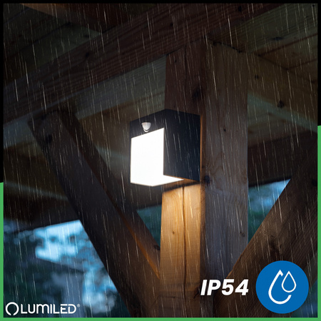 Lampa Ogrodowa Ścienna LED Kinkiet Elewacyjny Zewnętrzny PIR IP54 12W 3000K RUBUS LUMILED
