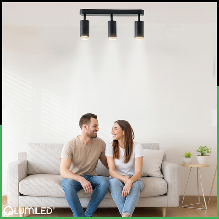 Lampa Sufitowa Reflektor LED 3x GU10 Tuba Spot ELIGIS Czarny LUMILED