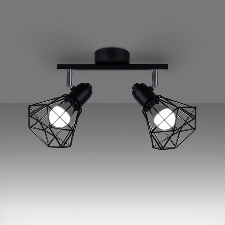 Lampa Sufitowa Listwa Oświetleniowa 2x E14 Żyrandol Geometryczna Geometryczna Czarna Nowoczesna Artemis Sollux