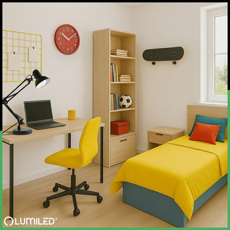 Lampka Biurkowa Kreślarska Stołowa E27 TOBI Czarna Lumiled + Uchwyt na Blat