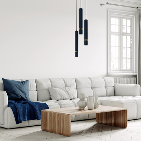 Lampa Wisząca Sufitowa JOKER Granatowa Niebieska Złota 3xGU10 Milagro