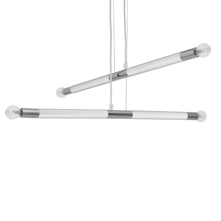 Lampa wisząca BASTONE 4xE14 Prosta Forma Minimalistyczna Biała Chrom MLP6567 Milagro Metal
