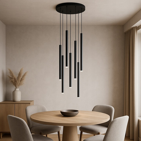 Lampa Wisząca Sufitowa PIERO 7xG9 Regulowana Czarna Okrągła MASTERLED