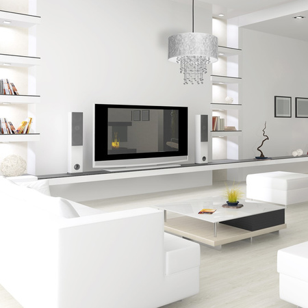 Lampa wisząca ALMERIA 1xE27 Elegancka Sznury Korali Srebrna MLP6436 Milagro Metal + Tworzywo sztuczne+ Tkanina