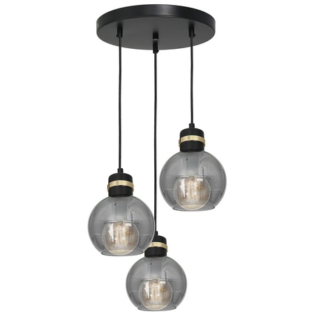 Lampa wisząca OMEGA 3xE27 Przydymione Szkło Kula MLP6533 Milagro Metal + Szkło