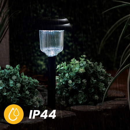 Lampa Solarna Ogrodowa LED Wbijana Zimna Czarna 41cm