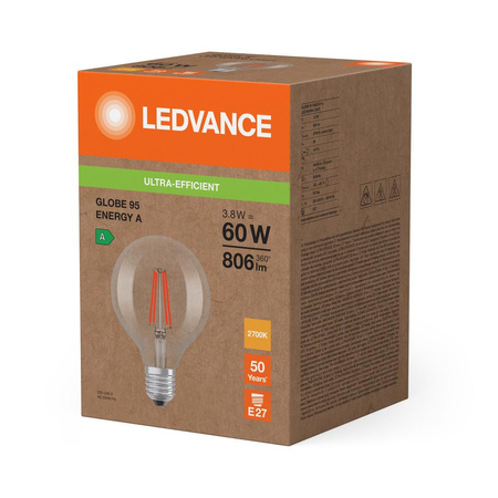 Żarówka LED Kula E27 G95 3.8W = 60W 806lm 2700K Ciepła 300° Ledvance