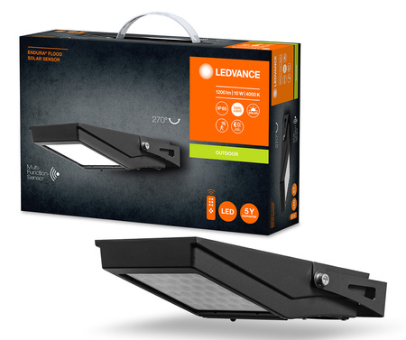 Lampa Ogrodowa Zewnętrzna Kinkiet Elewacyjny LED  10W 1200lm 4000K IP65 Czarny Z Czujnikiem Ruchu i Zmierzchu Endura Ledvance