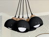 Lampa wisząca w stylu skandynawskim sufitowa czarna MiLAGRO DAMA 5x E27 Drewno + metal