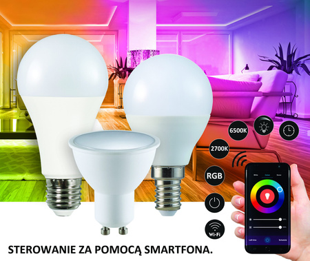 Żarówka LED GU10 5,5W 400lm RGB GOLDLUX (Polux) Smart WiFi TUYA
