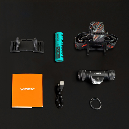 Latarka Czołowa Akumulatorowa LED 10W 1200lm 6 Trybów Pracy SOS USB-C Wodoszczelna IP68 Videx