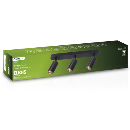 Lampa Sufitowa Reflektor LED 3x GU10 Tuba Spot ELIGIS Czarny LUMILED