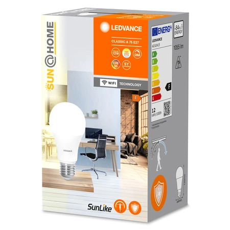 Żarówka LED E27 12W = 75W 1055lm CCT Ściemnialna SMART+ WiFi Sun@Home Ledvance
