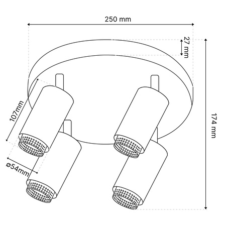 Lampa Sufitowa Reflektor 4x GU10 Plafon ELIGIS Czarny LUMILED