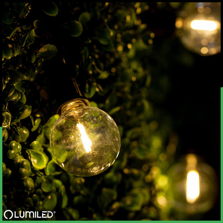 Girlanda Solarna Ogrodowa 20x LED Ozdobne Żarówki G50 10.6m 3000K RGB + Pilot EREMI LUMILED