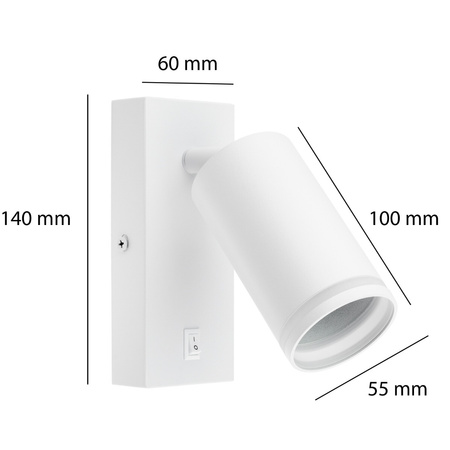 Lampa ścienna Kinkiet GU10 RING z włącznikiem biały