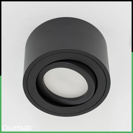 Oprawa Natynkowa HALOGENOWA Tuba Spot Ruchoma Okrągła Czarna 50mm + Wkład LED 5W 6500K  AMAT-S LUMILED