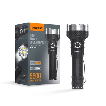 Latarka Ręczna Akumulatorowa LED 20W 5500lm 6 Trybów Pracy USB-C Wodoszczelna IP68 Videx