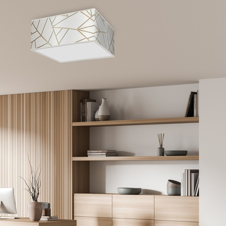 Plafon LED Lampa Sufitowa ZIGGY Biała Złota 2xE27 Milagro