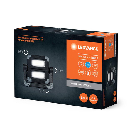 Naświetlacz Halogen LED Lampa Akumulatorowa Robocza 7W Przenośny Reflektor Worklight Ledvance