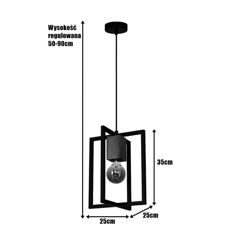 Lampa wisząca Industrialna sufitowa Ralph 1x E27 Czarna Metal + drewno Milagro