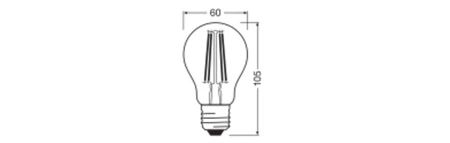 Żarówka LED A60 E27 7W = 60W 806lm 2700K Ciepła 300° Filament Value Class Ledvance