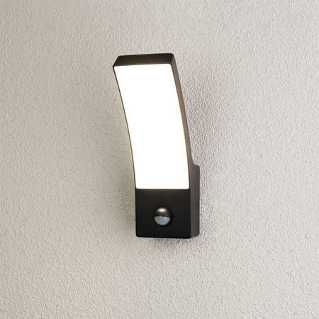Lampa Elewacyjna LED Zewnętrzna Ścienna Czarna Kinkiet Ogrodowy 10W 4000K IP44 Czujnik Ruchu LOGIA LUMILED