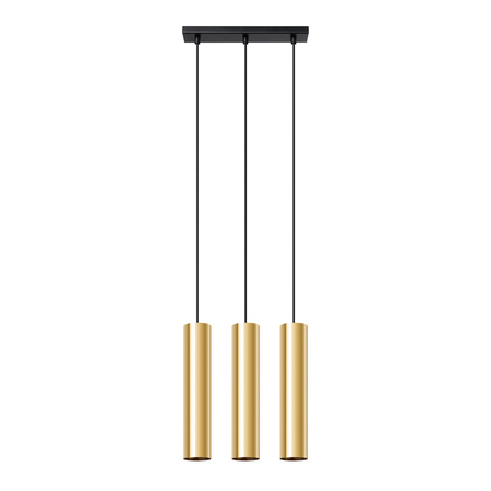 Lampa Sufitowa Wisząca Zwis 3x GU10 Tuba Żyrandol Tubularna Złota Połysk Nowoczesna Lagos Sollux