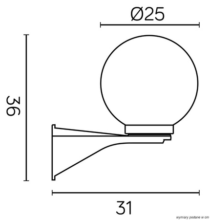 Lampa Ogrodowa Zewnętrzna Elewacyjna KINKIET LED KULE K 3012/1/KD 250 E27 Su-Ma