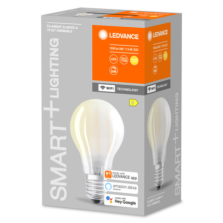 Żarówka LED E27 7.5W = 75W 1055lm Ściemnialna SMART+ WiFi Filament Classic Ledvance