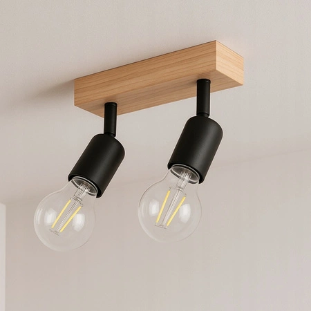 Lampa Sufitowa Spot Tuba Reflektor Oprawa Halogenowa 2x E27 Ruchomy Czarny Brązowy Eos Masterled