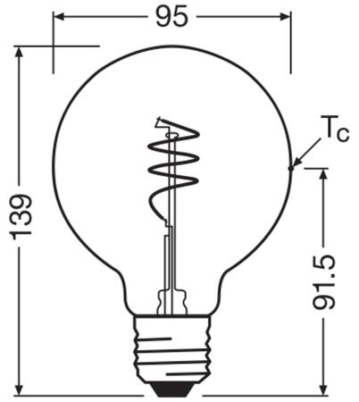 Żarówka LED Dekoracyjna G95 Kula E27 3.4W = 40W 470lm 2700K Ciepła 300° Vintage 1906 Osram