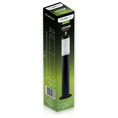 Lampa Ogrodowa Zewnętrzna E27 CZARNY SŁUPEK 65cm Lilium LUMILED