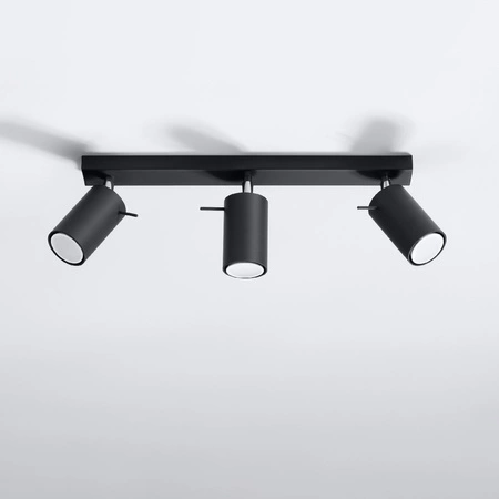 Lampa Sufitowa Oprawa Natynkowa SPOT TUBA Reflektor 3x GU10 Tubularna Czarna Nowoczesna Ring Sollux