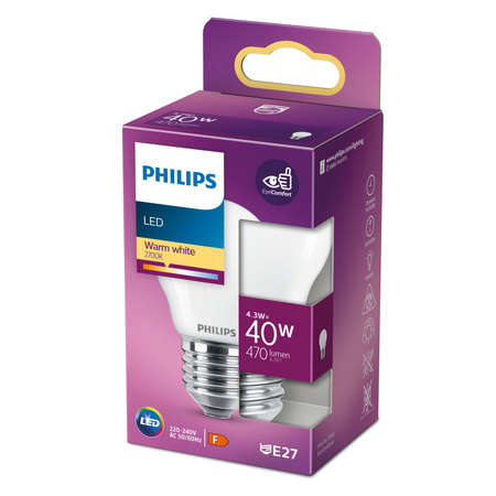Żarówka LED E27 P45 4,3W = 40W 470lm 2700K Ciepła PHILIPS